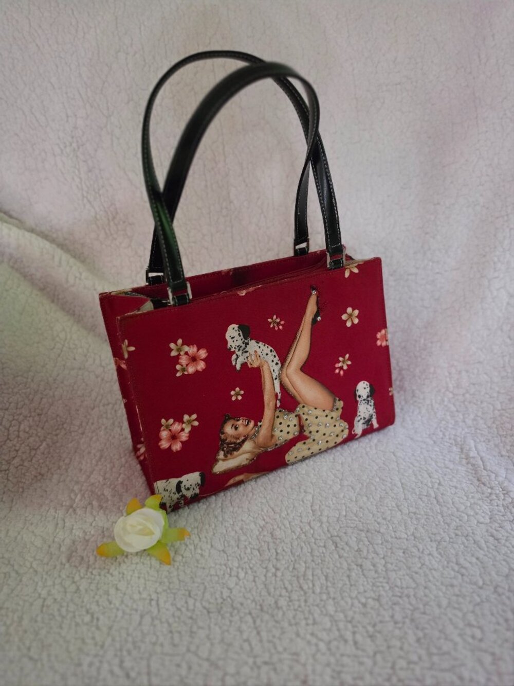 Vintage Pin-up Girl and Dalmatian Puppy Bag